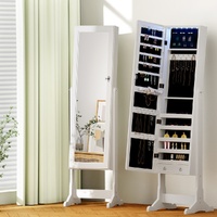 Artiss Jewellery Cabinet Mirror Free Standing White