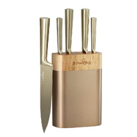 5 Star Chef 6-Piece Kitchen Knife Set Stainless Steel Non-stick Block