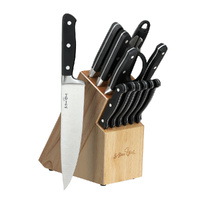 5 Star Chef 14-Piece Kitchen Knife Set Stainless Steel Sharpener Block