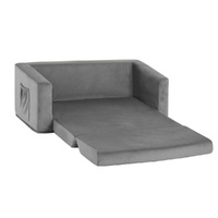Keezi Kids 2 Seater Sofa Flip Open Couch Velvet Grey Armchair