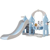 Keezi Kids 170cm Slide Swing Set Basketball Hoop Outdoor Playground Blue