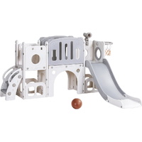 Keezi Kids Slide Swing Set Ball Hoop Rings Football Outdoor Toys Grey