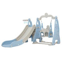 Keezi Kids 170cm Slide Swing Set Basketball Hoop Outdoor Playground Blue
