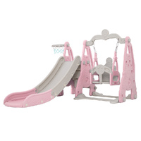 Keezi Kids 170cm Slide Swing Set Basketball Hoop Outdoor Playground Pink