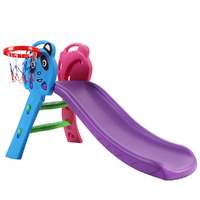 Keezi Kids Slide Set Panda with Basketball Hoop 100cm Blue