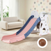 Keezi Kids Slide Set Rabbit with Basketball Hoop 147cm Pink