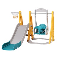 Keezi Kids Slide Swing Set Basketball Adjustable Height Green 140cm