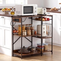 Artiss 3-Tier Kitchen Rack 90cm 2 Power Outlets 6 Hooks