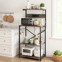 Artiss 4-Tier Kitchen Rack 60cm 2 Power Outlets 6 Hooks