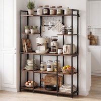 Artiss Kitchen Rack with 6 Hooks Microwave Storage Shelf 120cm x 170cm