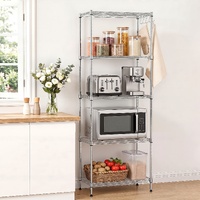 Artiss 5-Tier Kitchen Rack Shelf Shelving Unit 60x35x150CM Adjustable Metal Storage Shelves Silver