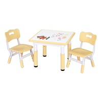 Keezi Kids Table & 2 Chairs Height Adjustable Graffiti Desk Yellow