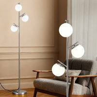 Artiss 3-Light Tree Floor Lamp 165cm Glass Shades Silver