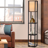 Artiss 3 Tier Shelf Floor Lamp LED Storage Black Vintage