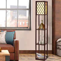 Artiss Floor Lamp 3 Tier Shelf Storage LED Light Stand Brown