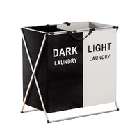 Artiss Large Foldable Laundry Basket Hamper 2 Sections Storage