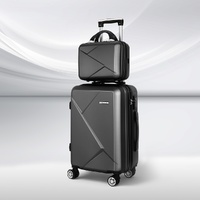 Wanderlite 2 Piece Luggage Set 12-20" TSA Lock Hard Shell Black