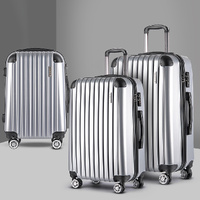 Wanderlite 3 Piece Luggage Set 20" 24" 28" Hard Shell Silver