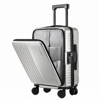 Wanderlite 20 Inch Carry On Luggage Front Pocket Dual TSA Lock Silver