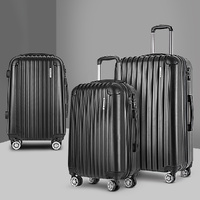 Wanderlite 3 Set Luggage 20-24-28 Inch with TSA Lock Spinner Hard Shell Travel Suitcase Luggage Organiser Case Black