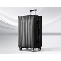 Wanderlite 28-Inch Stainless Steel Hard Shell Luggage with TSA Lock Black