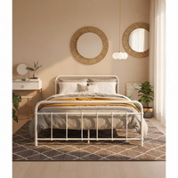 Artiss LEO Double Metal Bed Frame White
