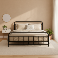 Artiss LEO Metal Bed Frame Queen Black