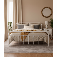 Artiss LEO Metal Bed Frame Queen White