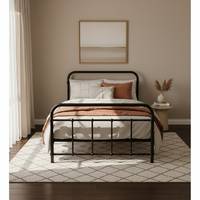 Artiss LEO Metal Bed Frame Single Black