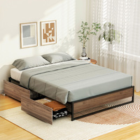 Artiss OSLO Double Metal Bed Base 2 Drawers