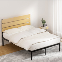 Artiss PAULA Double Black Metal Bed Frame Platform