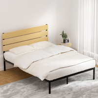Artiss PAULA Queen Black Metal Bed Frame Platform