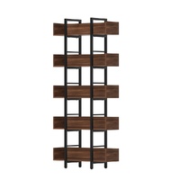 Artiss 5-Tier Metal Bookshelf Display Stand Walnut