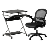 Artiss Computer Desk Mesh Chair Set Black