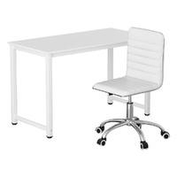 Artiss Computer Desk 120cm with Executive Office Chair Set PU Leather White