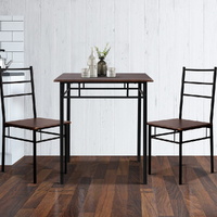 Artiss 3 Piece Dining Table and Chairs Set Walnut