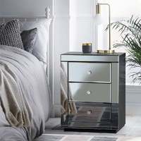 Artiss PRESIA Mirrored Bedside Table 3 Drawer Grey