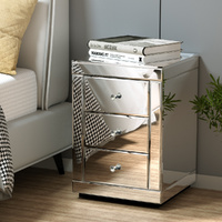 Artiss PRESIA Mirrored Bedside Table 3 Drawer Silver