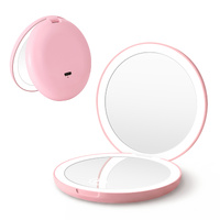Embellir LED Compact Makeup Mirror 10X Magnification Round Pink