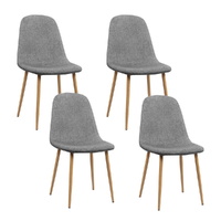 Artiss Dining Chairs Set of 4 Linen Grey Curved