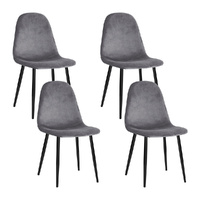 Artiss Dining Chairs Set of 4 Velvet Grey Curved