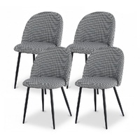 Artiss Dining Chairs Set of 4 Linen Houndstooth