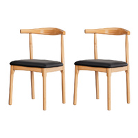 Artiss Dining Chairs Set of 2 Rubber Wood Leather Seat Black