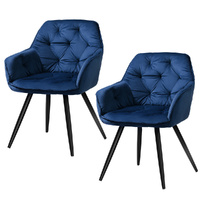 Artiss Dining Armchairs Set of 2 Velvet Diamond Tufted Blue