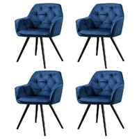 Artiss Dining Armchairs Set of 4 Velvet Diamond Tufted Blue