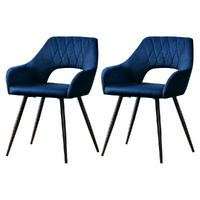 Artiss Dining Armchairs Set of 2 Velvet Blue