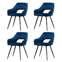 Artiss Dining Armchairs Set of 4 Velvet Blue