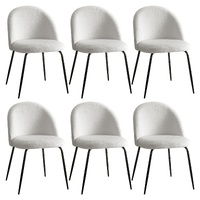 Artiss Dining Chairs Set of 6 Sherpa Boucle White