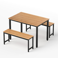 Artiss 3PC Dining Set with Table & Chairs - Natural Oak Metal Frame