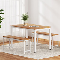 Artiss 3PC Dining Set with Table & Chairs - White Metal Frame